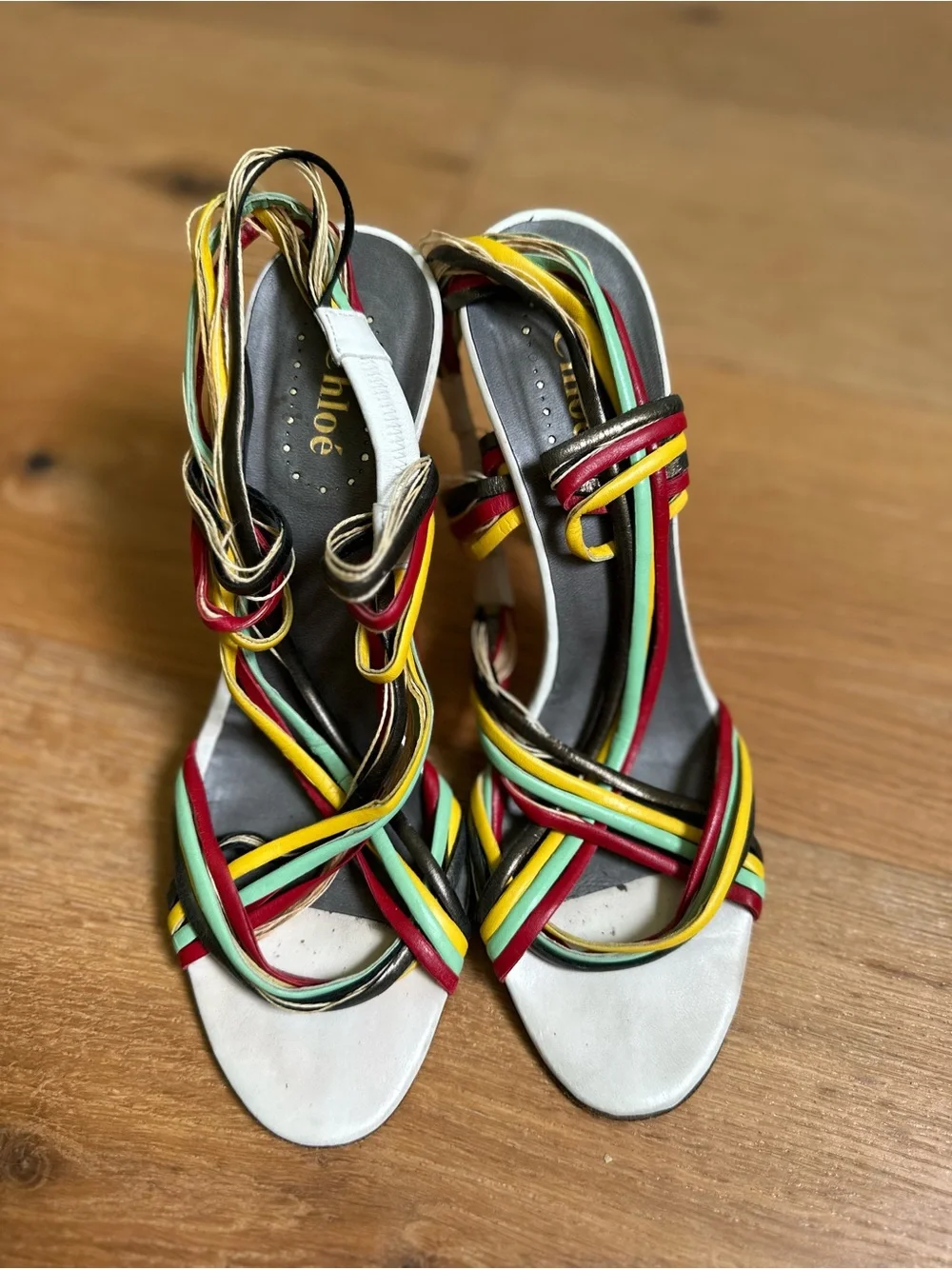 Chloé Y2K Multicolor Strappy Leather Sandal Heels Sz 39